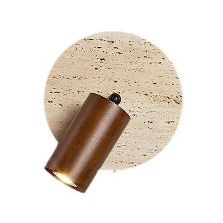 Contemporary Travertine Wood Rotatable Wall Sconce LED 1-Light