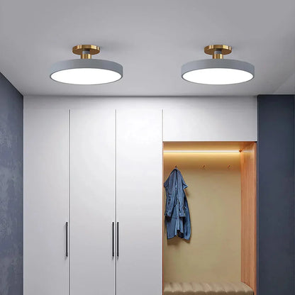 Contemporary Brass Round LED Ceiling Light 1-Light