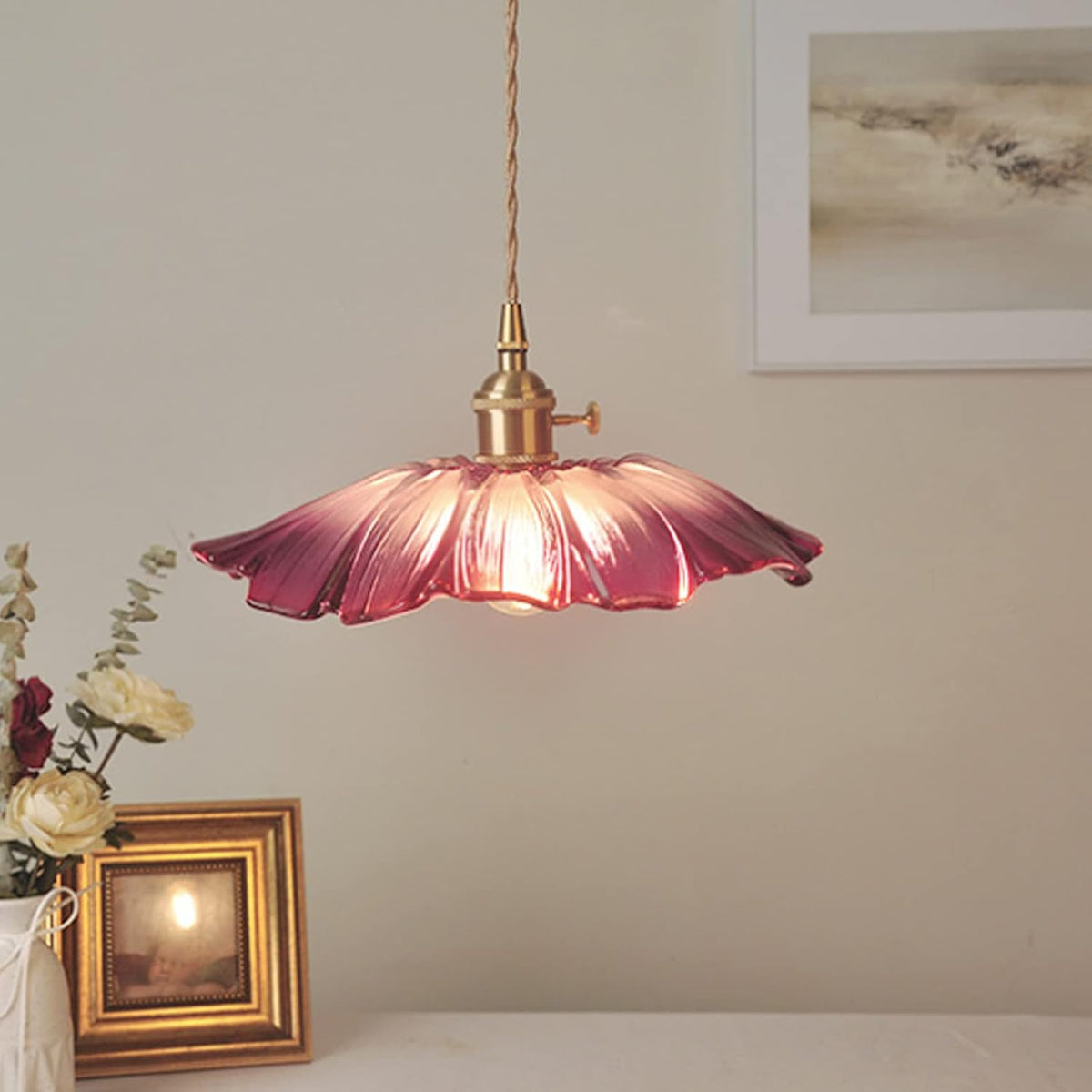 Retro Glass Fluted Shade Pendant Light 1-Light