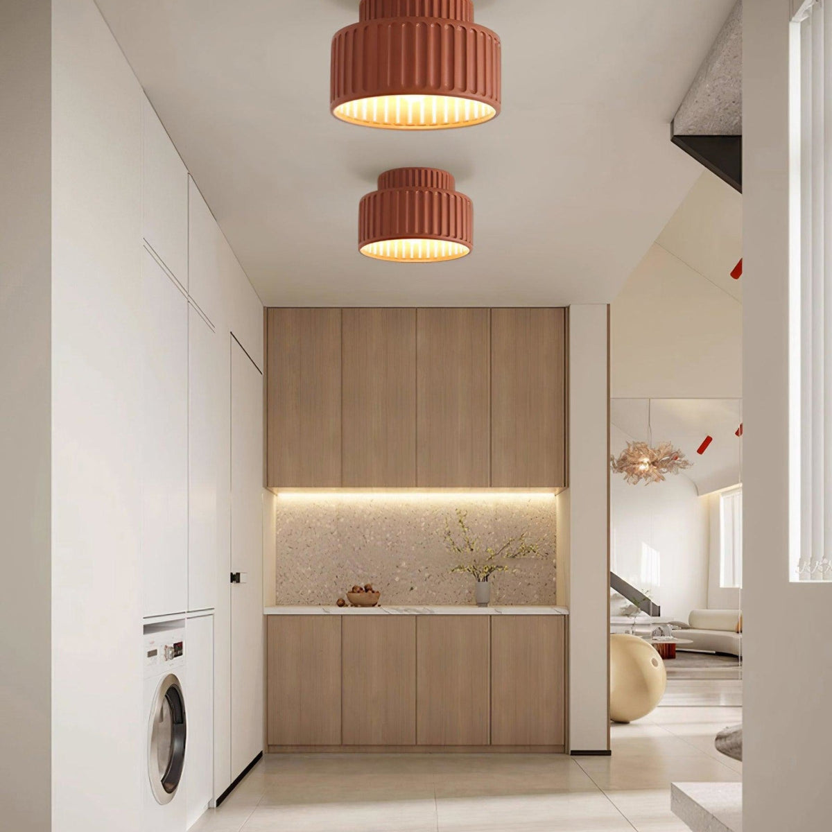 Modern Resin Semi-Flush Ceiling Light 1-Light