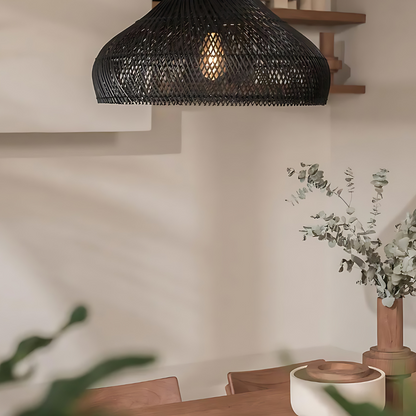 Bohemian Rattan Woven Dome Pendant Light 1-Light