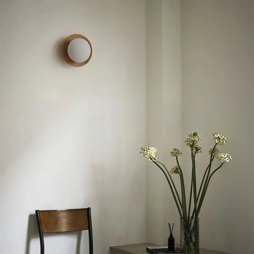Nordic Wood Globe Shade Wall Light 1-Light