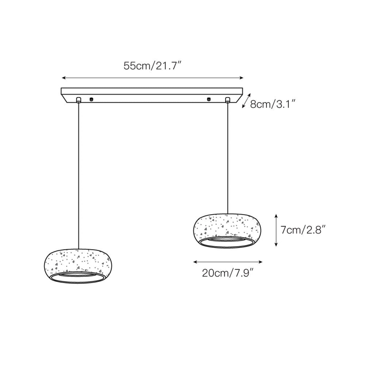 Modern Travertine Dimmable Remote Pendant Light