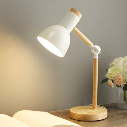Contemporary Wooden and Metal Adjustable LED Table Lamp 1-Light