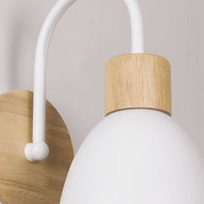 Scandinavian Wood Dome Wall Light with Pull Switch | 1-Light