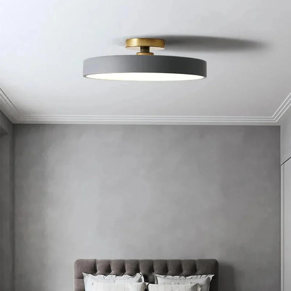 Contemporary Brass Round LED Ceiling Light 1-Light
