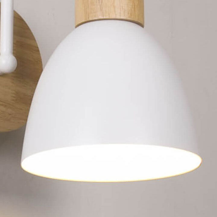 Scandinavian Wood Dome Wall Light with Pull Switch | 1-Light