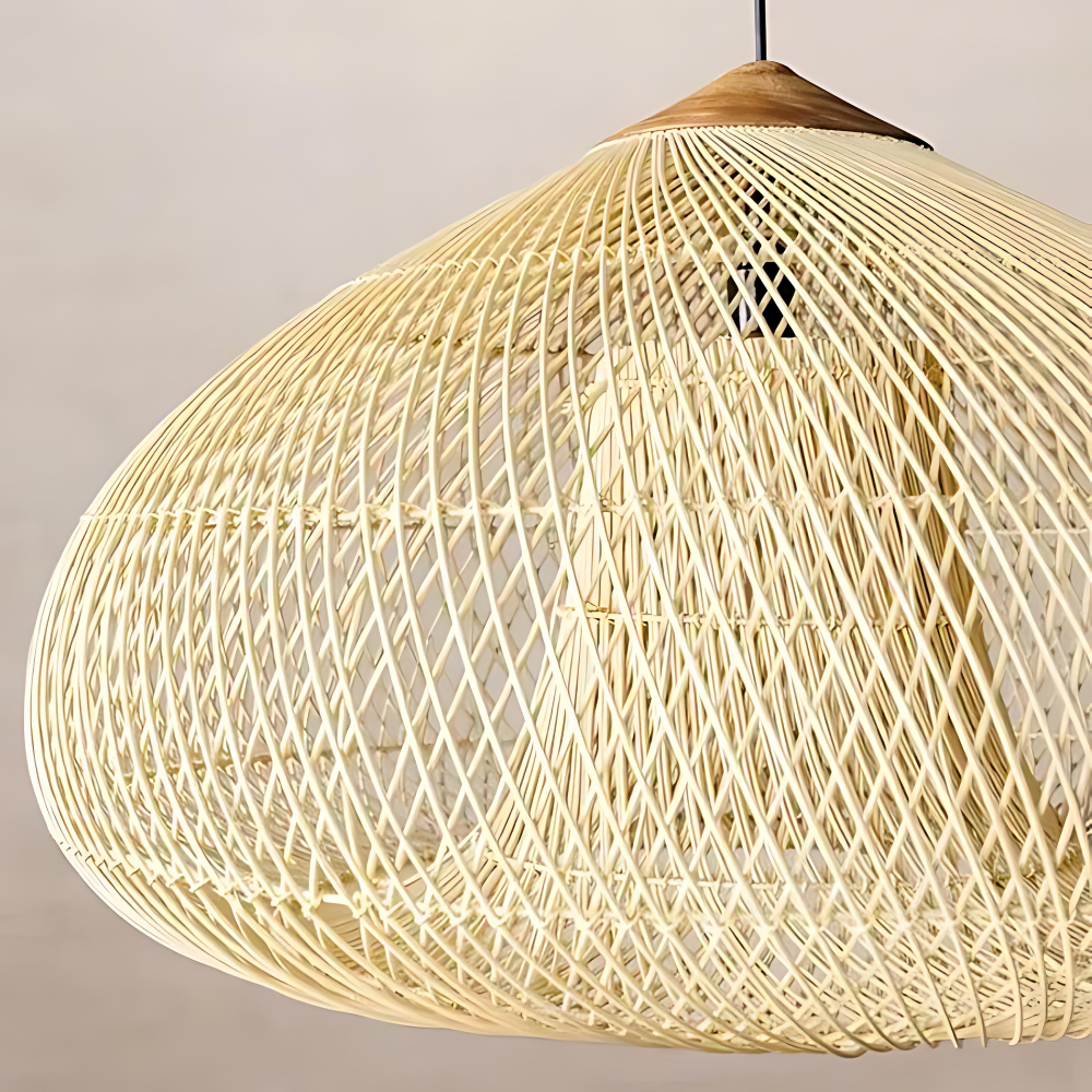 Contemporary Rattan Woven Dome Pendant Light 1-Light