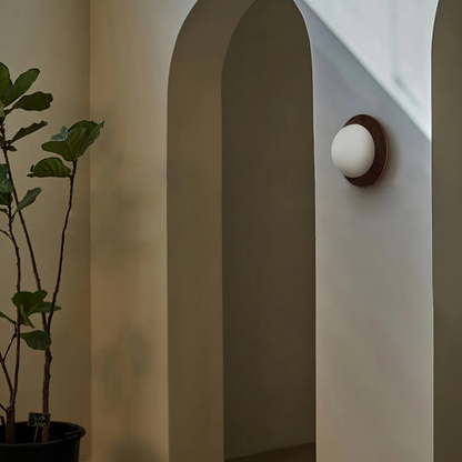 Nordic Wood Globe Shade Wall Light 1-Light