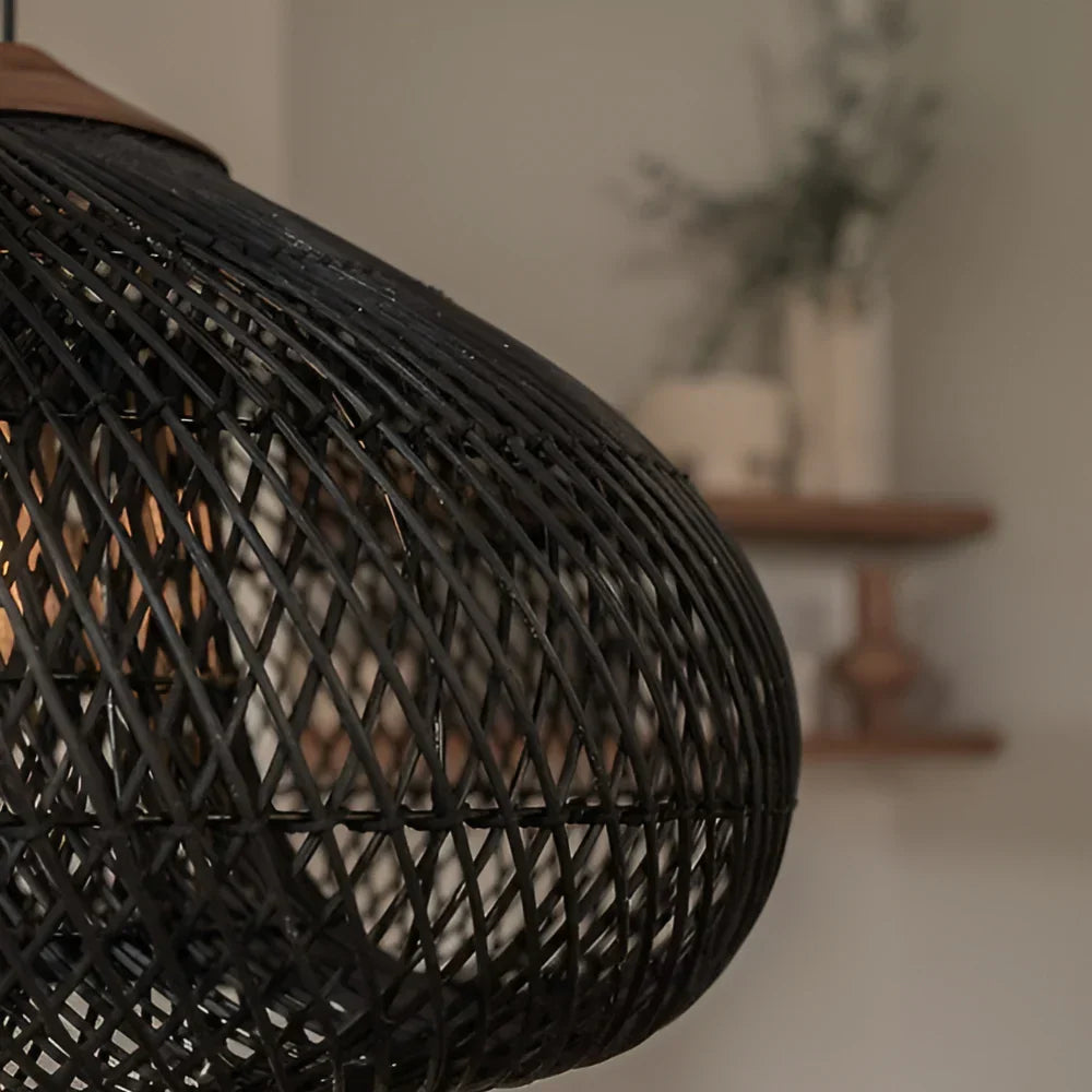 Contemporary Rattan Woven Dome Pendant Light 1-Light
