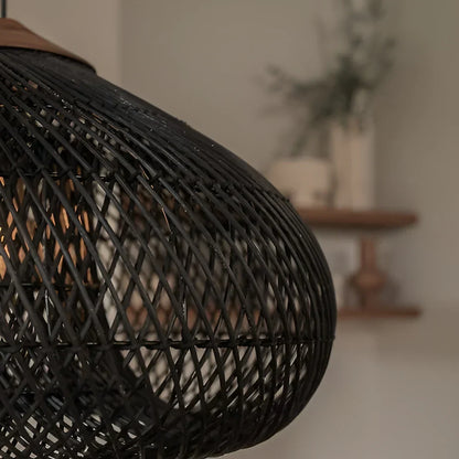Contemporary Rattan Woven Dome Pendant Light 1-Light