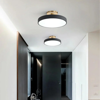 Contemporary Brass Round LED Ceiling Light 1-Light