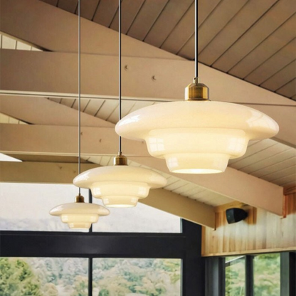Art Deco Brass Dome Shade Pendant Light 1-Light