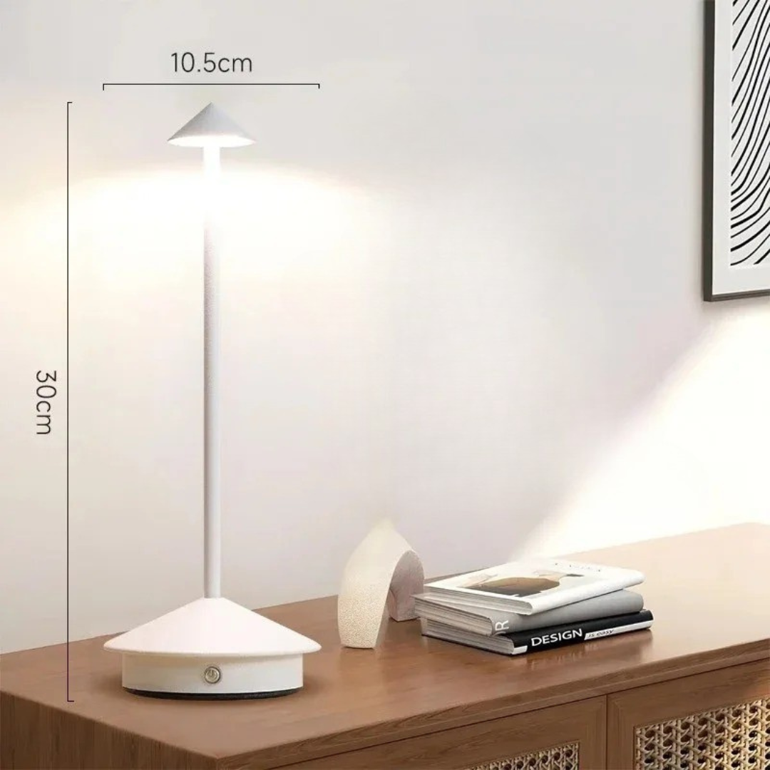 Contemporary Aluminium Cone LED Rechargeable Table Lamp 1-Light