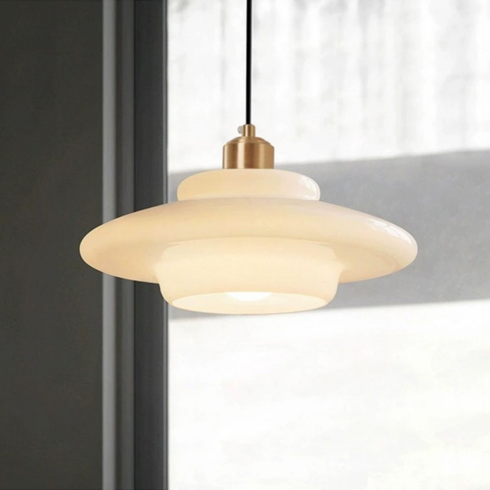 Art Deco Brass Dome Shade Pendant Light 1-Light