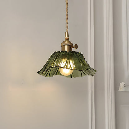 Retro Glass Fluted Shade Pendant Light 1-Light
