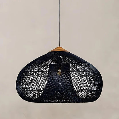 Contemporary Rattan Woven Dome Pendant Light 1-Light