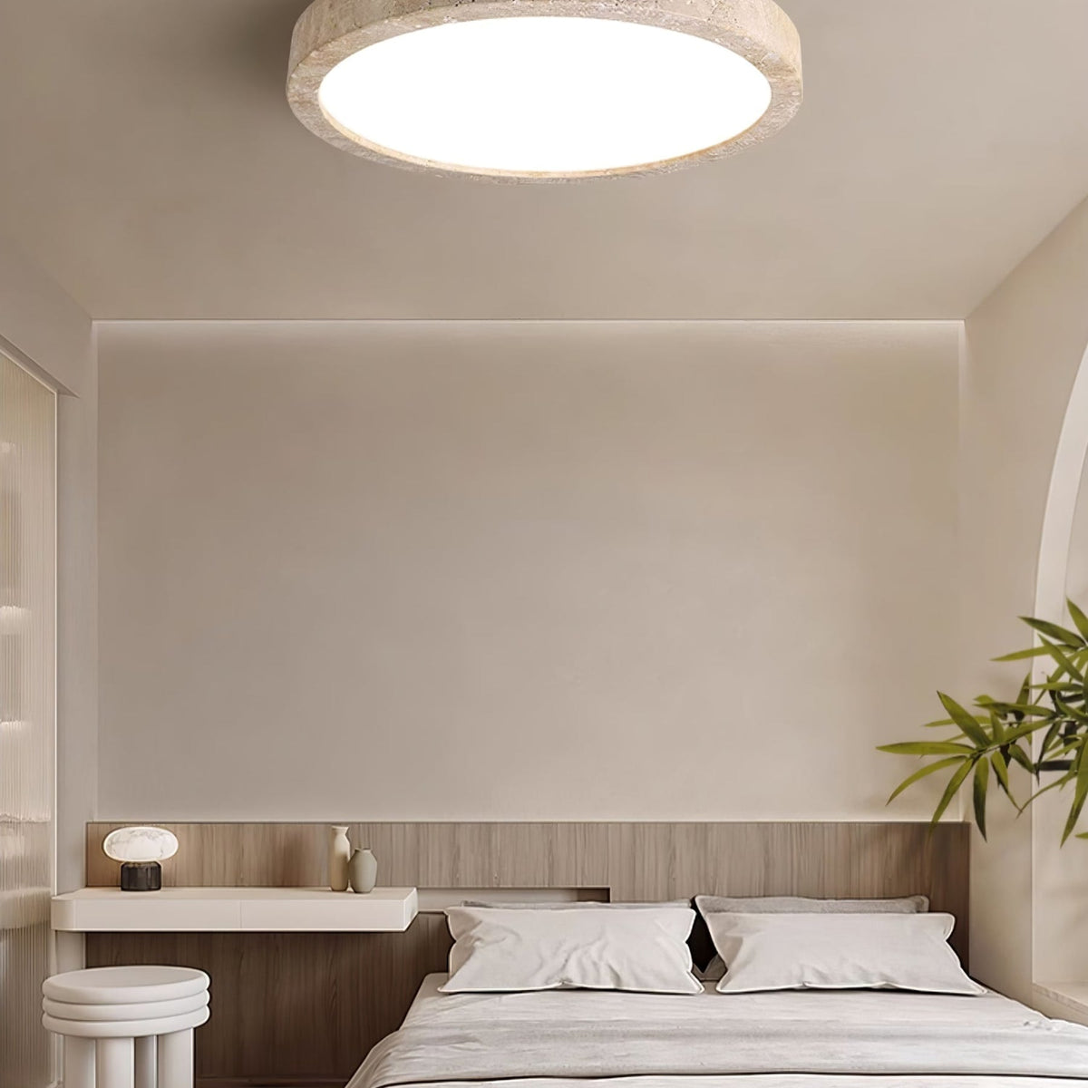 Modern Travertine Slim Profile Ceiling Light 1-Light
