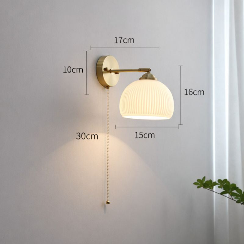 Nordic Brass Ribbed Glass 1-Light Wall Sconce