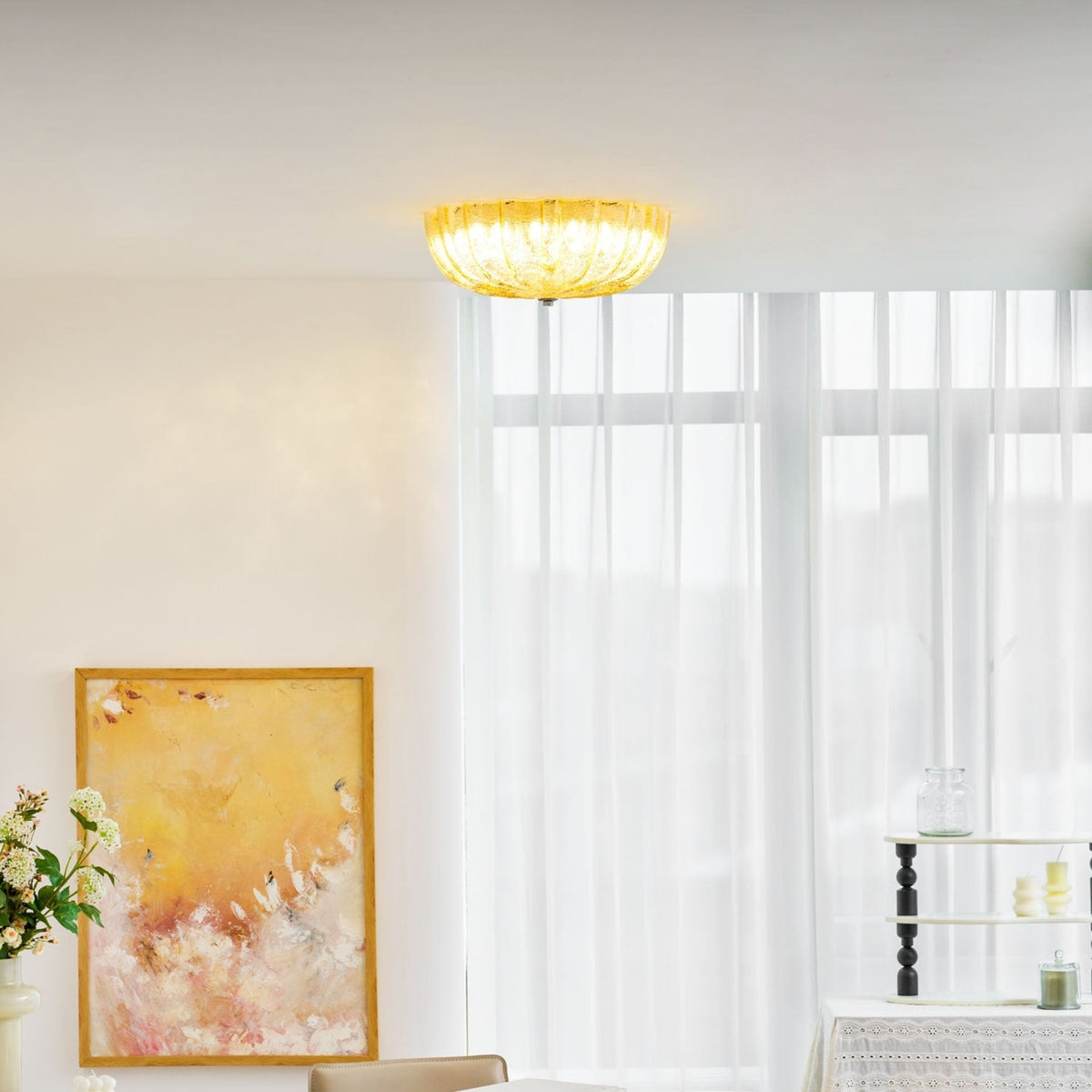 Vintage Iron Flush Ceiling Light 1-Light