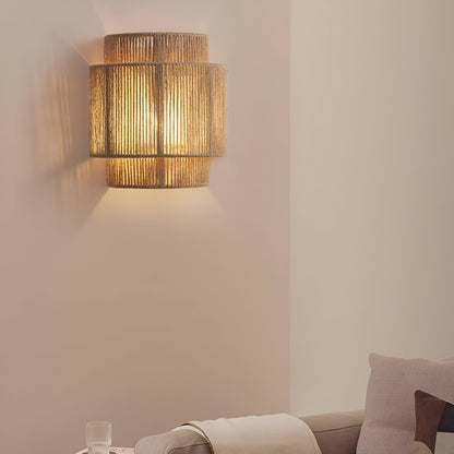 Vintage Bohemian Hand-Woven Rope Wall Sconce LED 1-Light