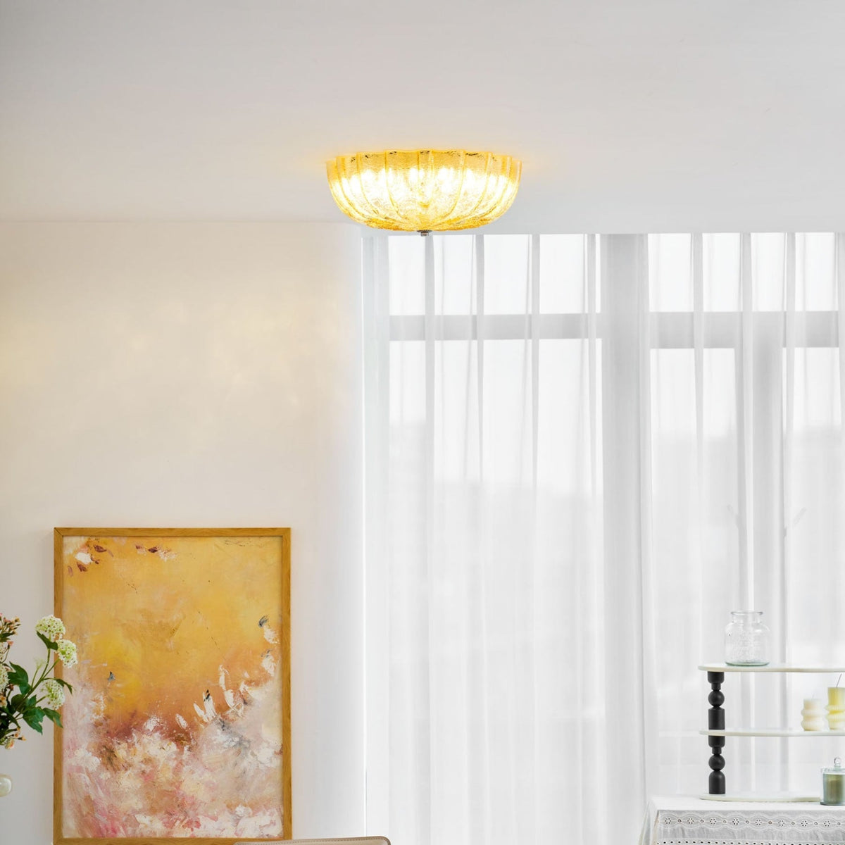 Vintage Iron Flush Ceiling Light 1-Light