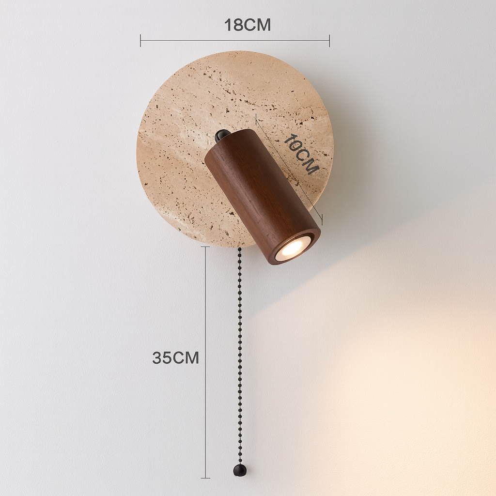 Contemporary Travertine Wood Rotatable Wall Sconce LED 1-Light