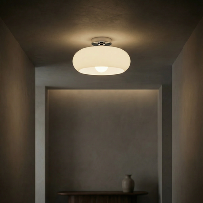Vintage Glass Brass Canopy Ceiling Light 1-Light