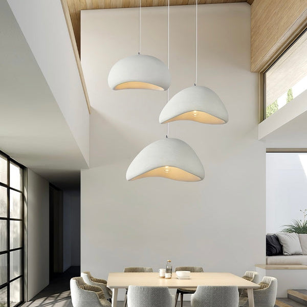 Japandi Polystyrene Textured Shade Pendant Light 1-Light
