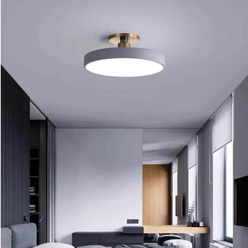 Contemporary Brass Round LED Ceiling Light 1-Light