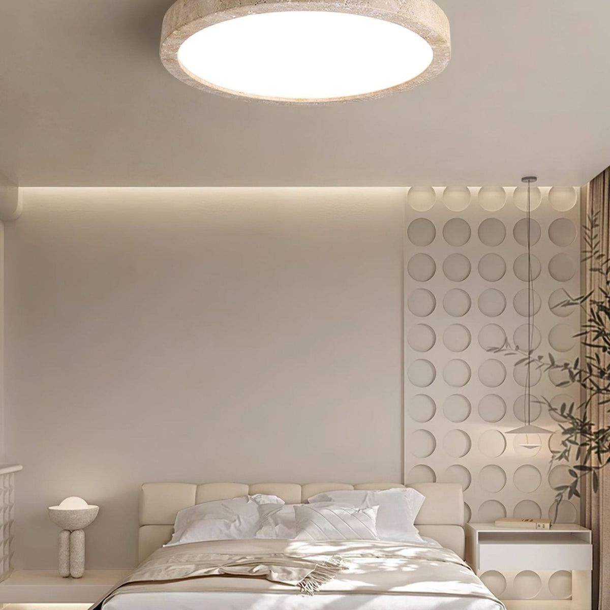 Modern Travertine Slim Profile Ceiling Light 1-Light