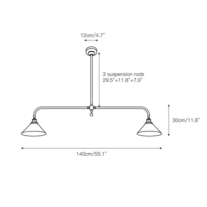 Modern Brass Ceramic Shades Pendant Light 2-Light