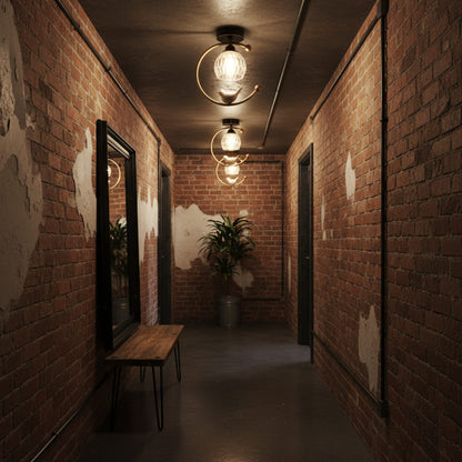Modern Brass Solid Flush Ceiling Light 1-Light