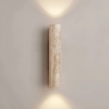 Contemporary Minimalist Travertine Marble Cylinder Wall Sconce LED 2-Light
