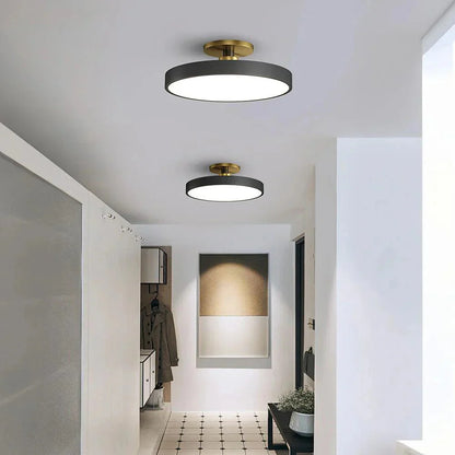 Contemporary Brass Round LED Ceiling Light 1-Light