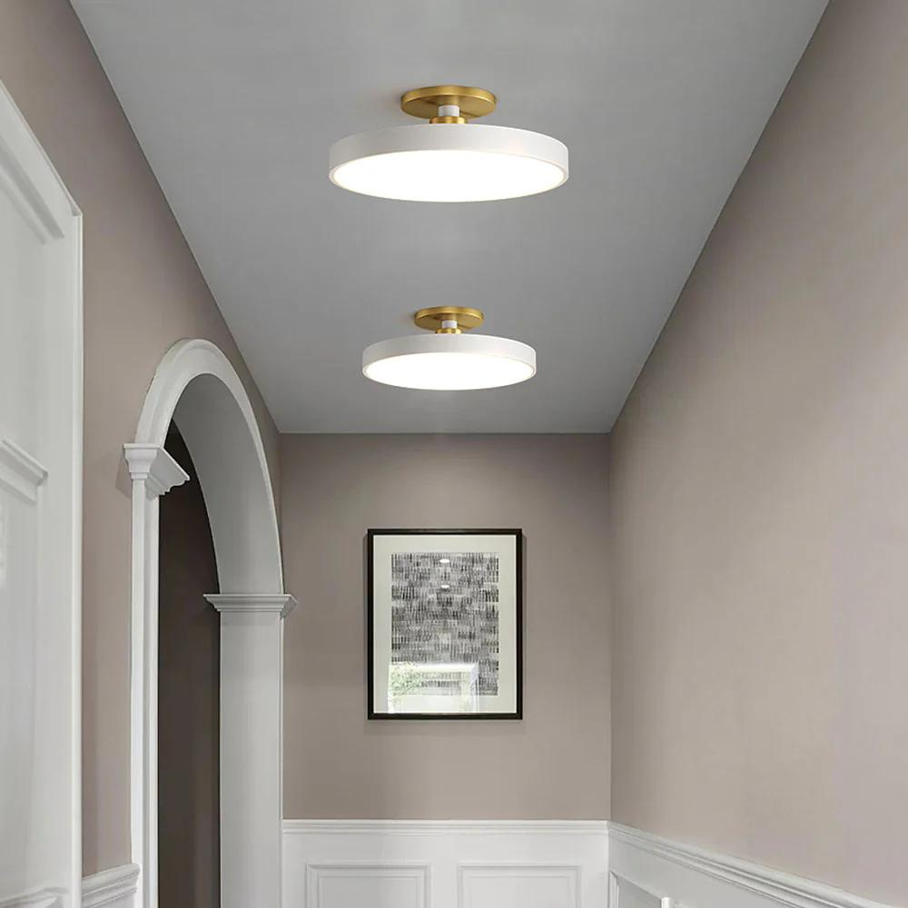 Contemporary Brass Round LED Ceiling Light 1-Light