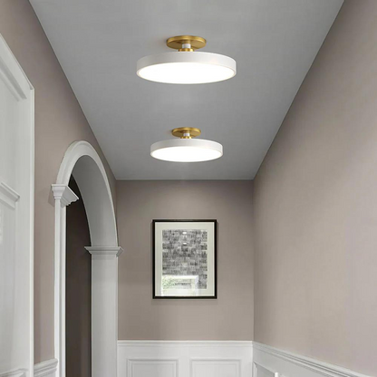 Contemporary Brass Round LED Ceiling Light 1-Light