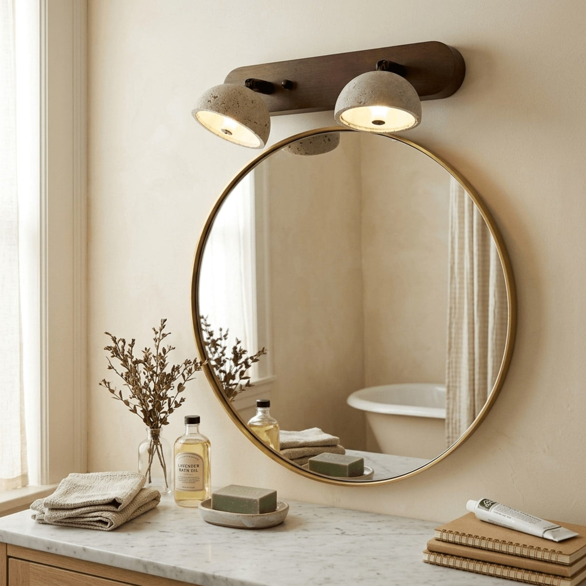 Modern Travertine Wall Light 1-Light