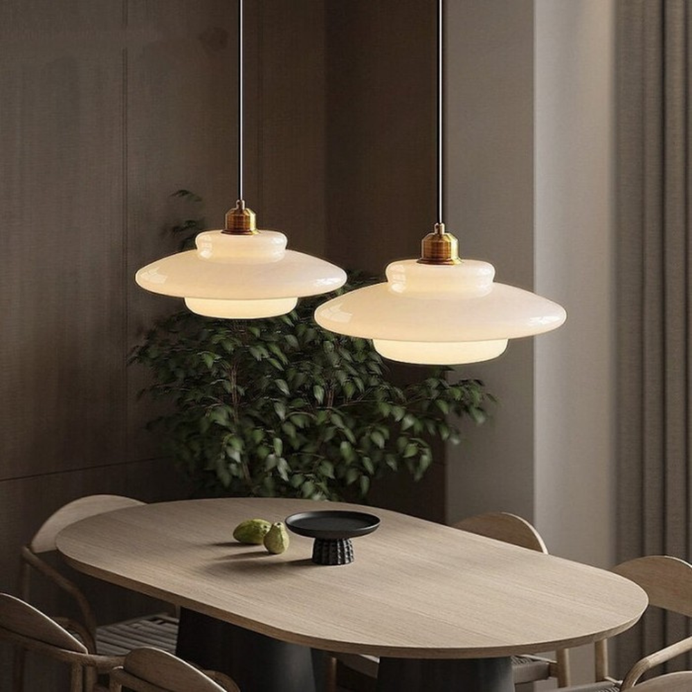 Art Deco Brass Dome Shade Pendant Light 1-Light