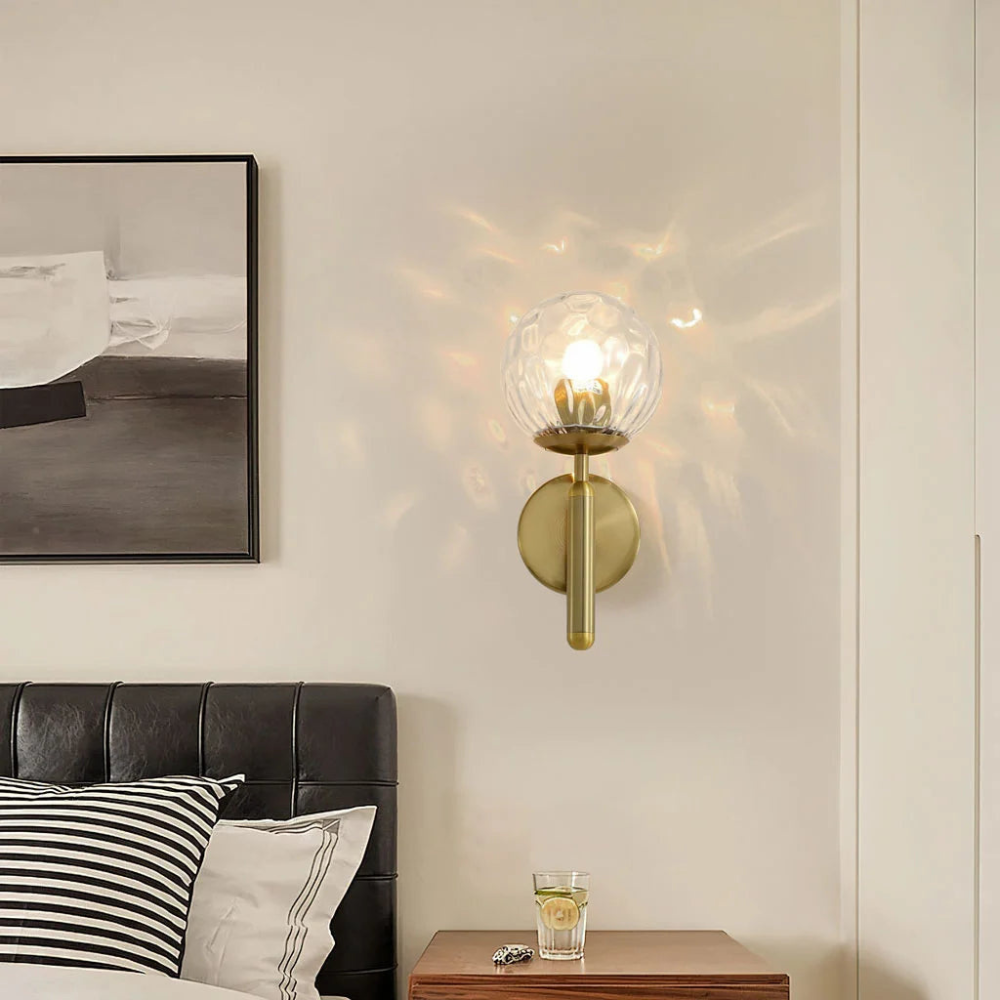 Scandinavian Brass Glass Globe Wall Sconce LED 1-Light