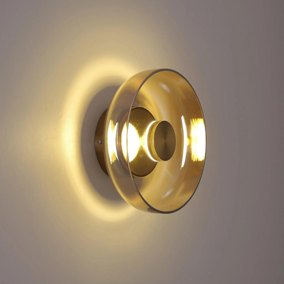 Minimal Brass & Glass Round Wall Sconce LED 1-Light