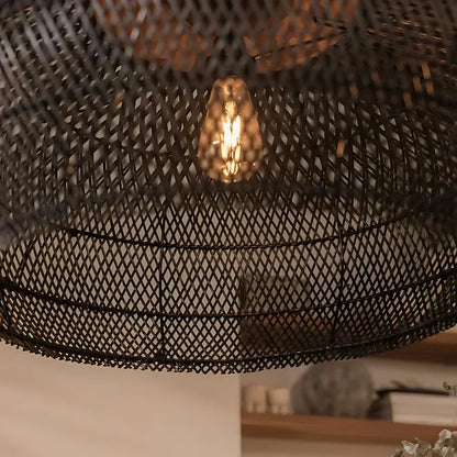 Bohemian Rattan Hand-Woven Dome Pendant Light 1-Light