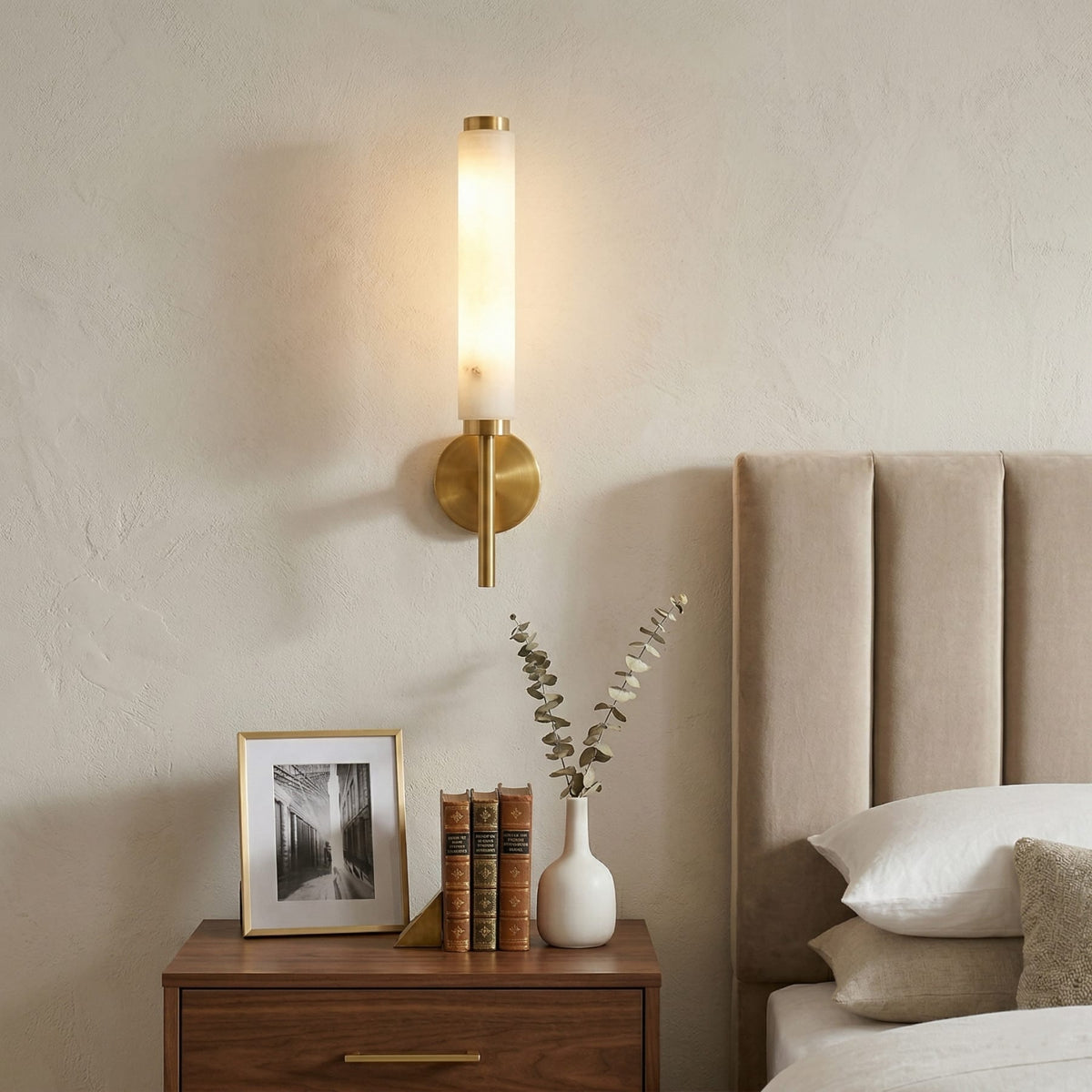 Modern Metal Faux Alabaster Wall Light