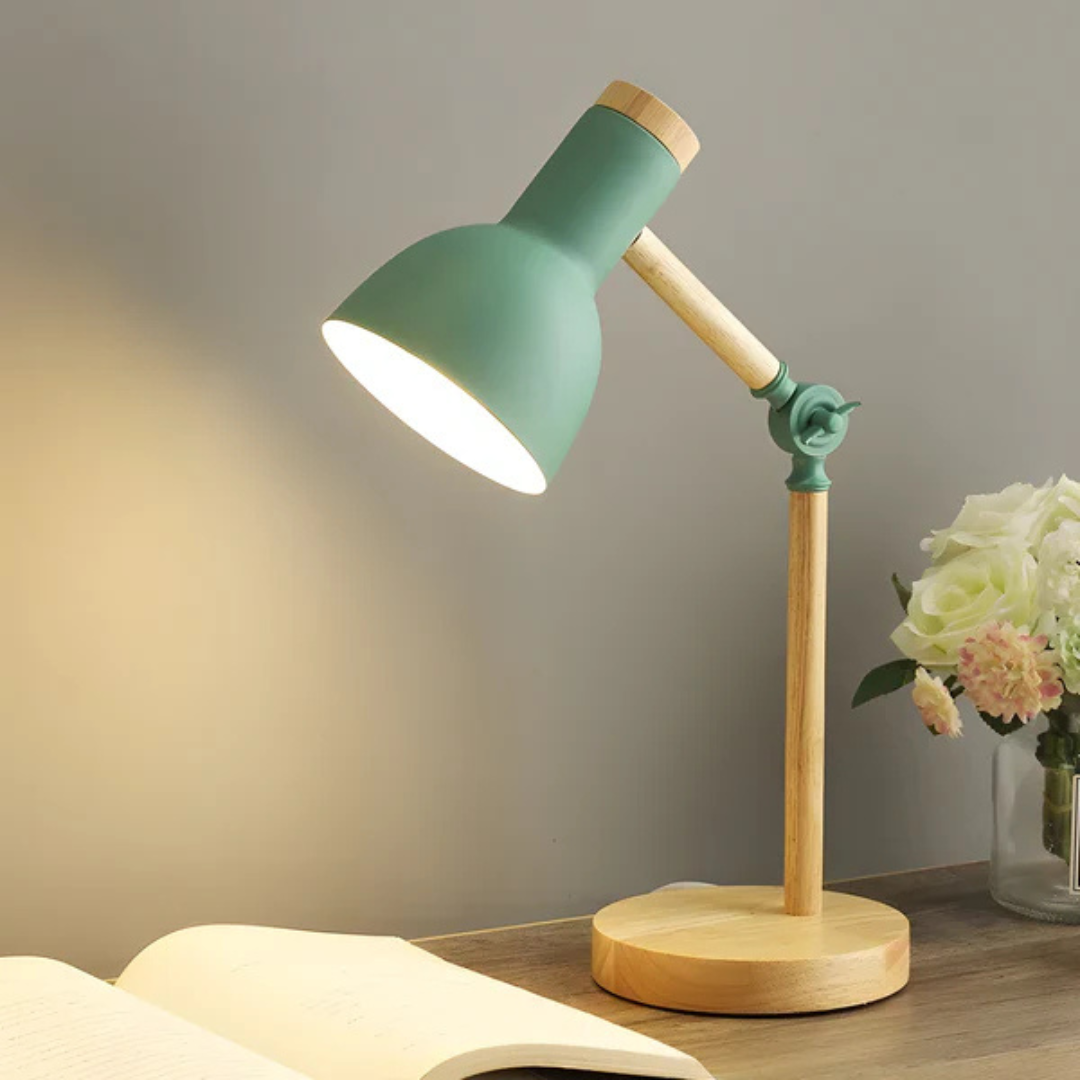 Contemporary Wooden and Metal Adjustable LED Table Lamp 1-Light