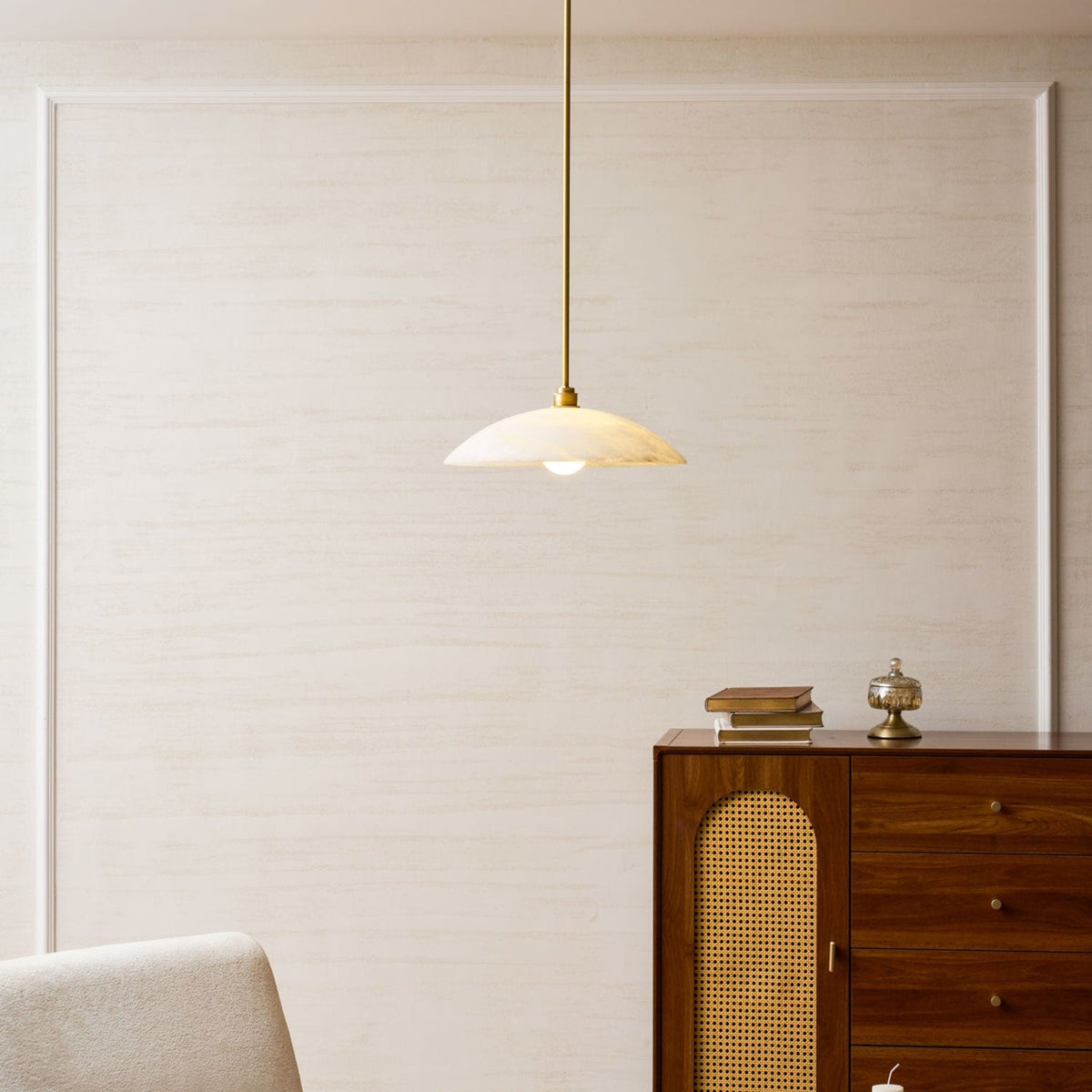 Modern Marble Copper Pendant Light 1-Light