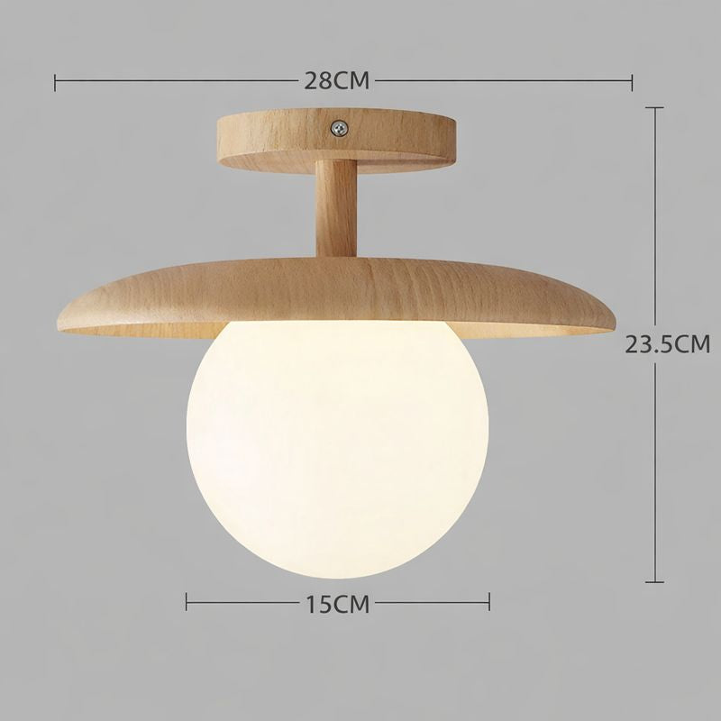 Nordic Wooden Dome Semi-Flush Ceiling Light | 1-Light