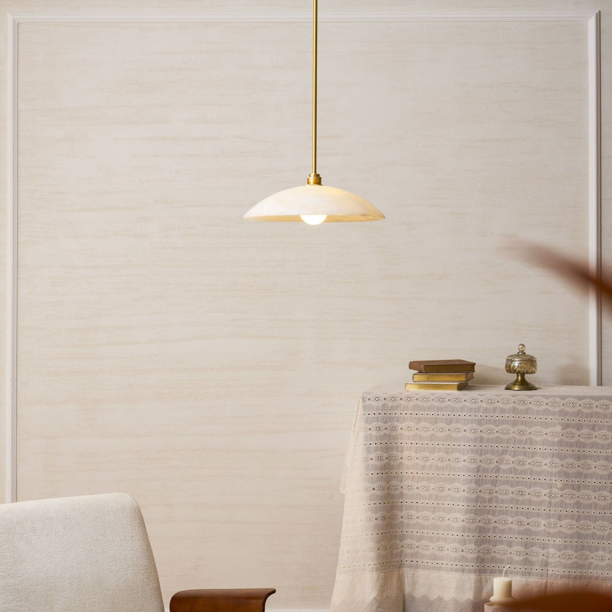 Modern Marble Copper Pendant Light 1-Light