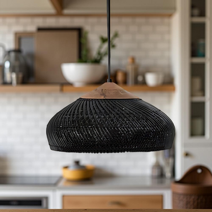 Bohemian Rattan Woven Dome Pendant Light 1-Light