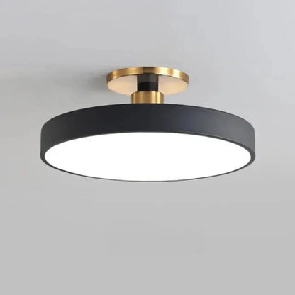 Contemporary Brass Round LED Ceiling Light 1-Light