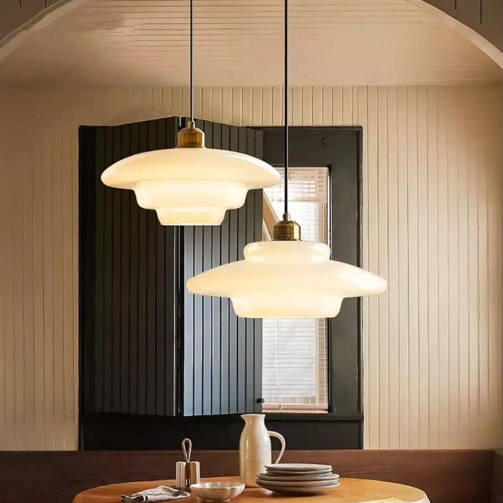 Art Deco Brass Dome Shade Pendant Light 1-Light